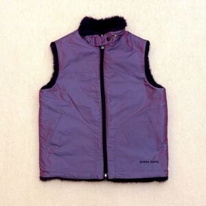 Vintage Y2K Guess Iridescent Faux Fur Reversible Vest